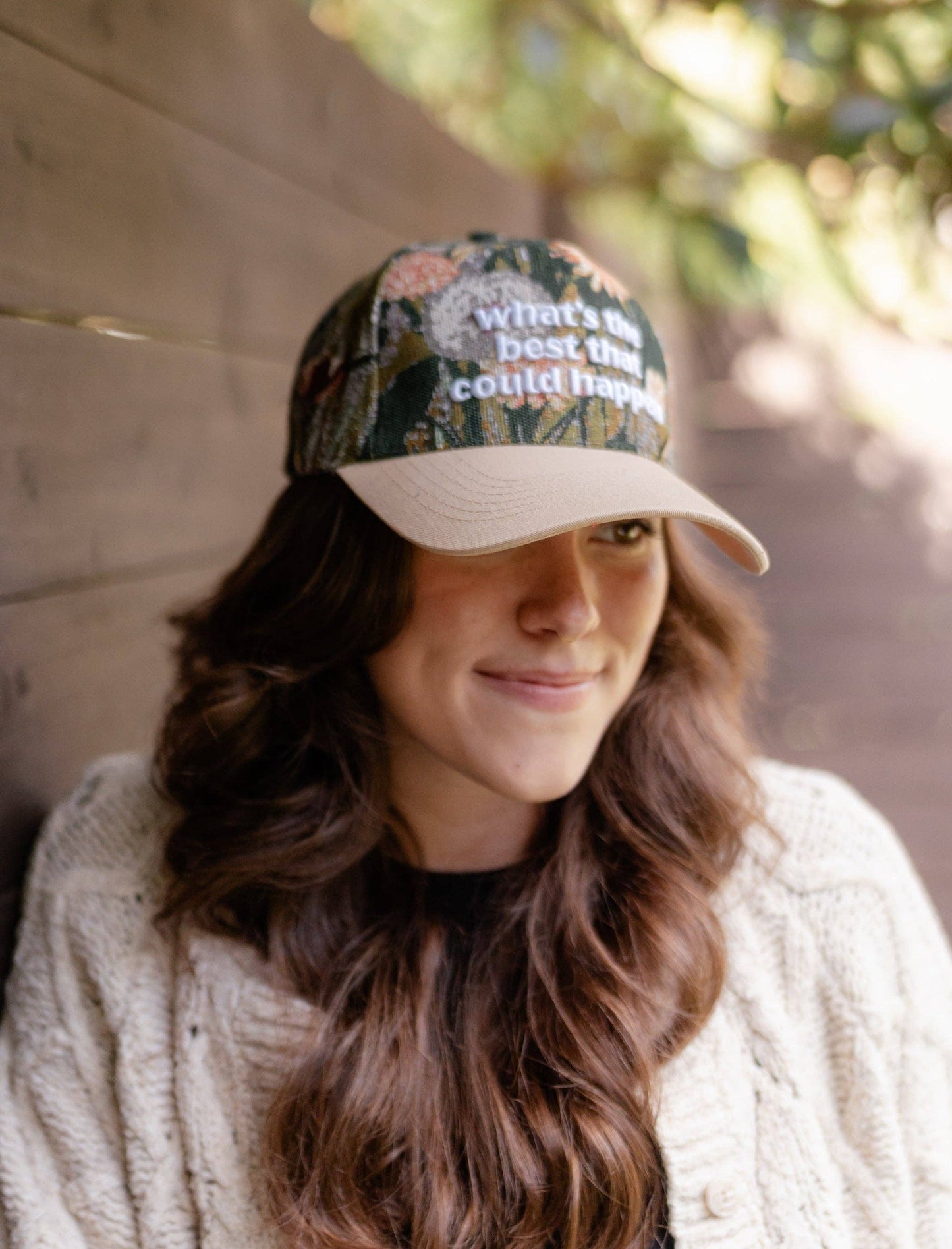 Floral "Best That Can Happen" Embroidered Hat