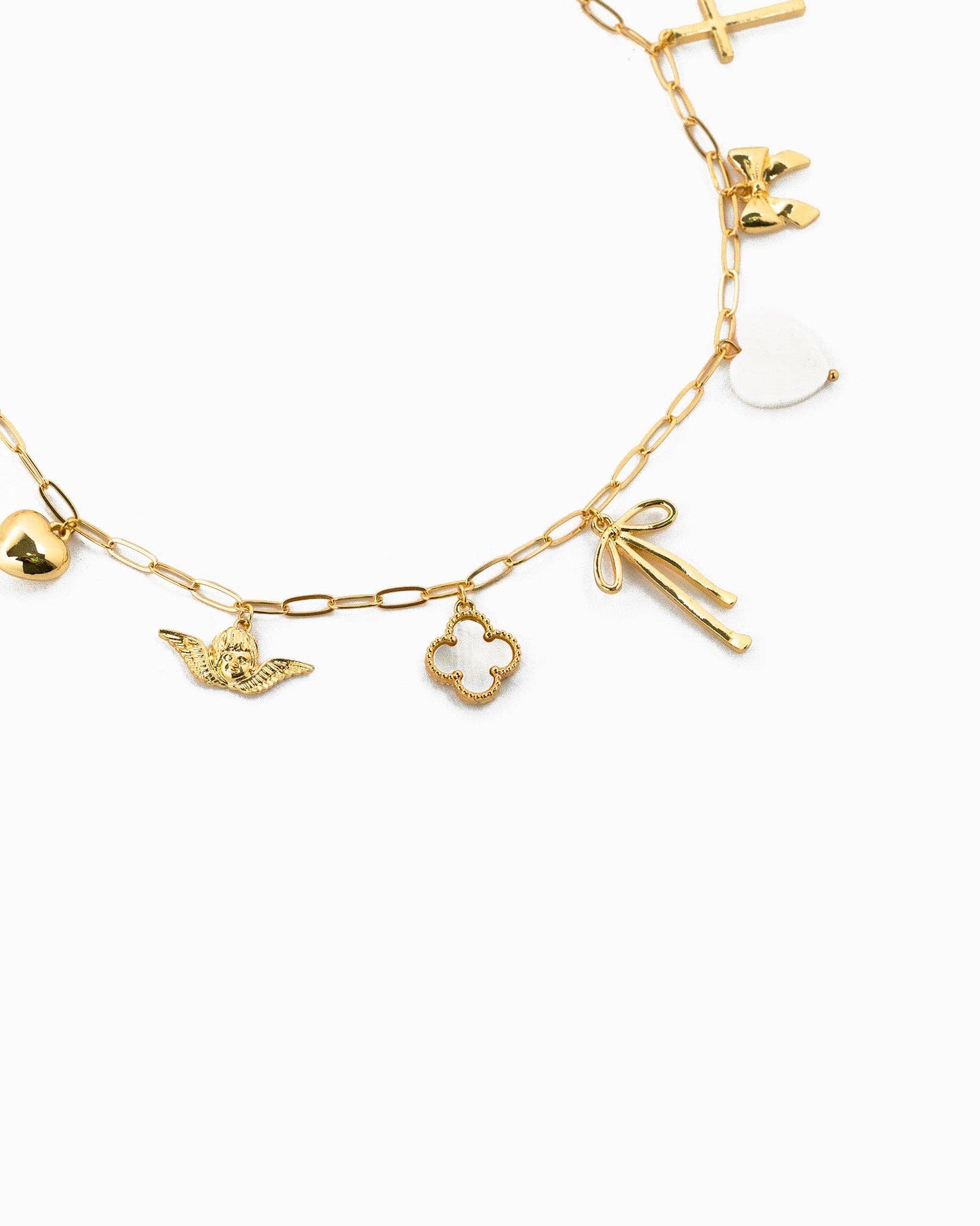 Chunky Bow Gold Charm Necklace