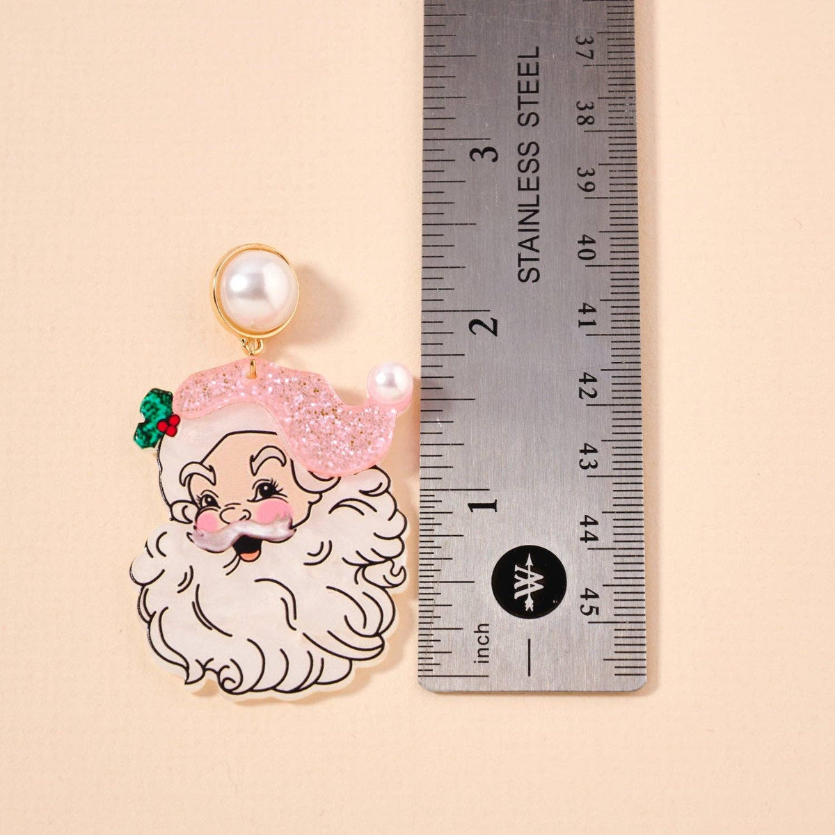 Pink Santa Face Earrings