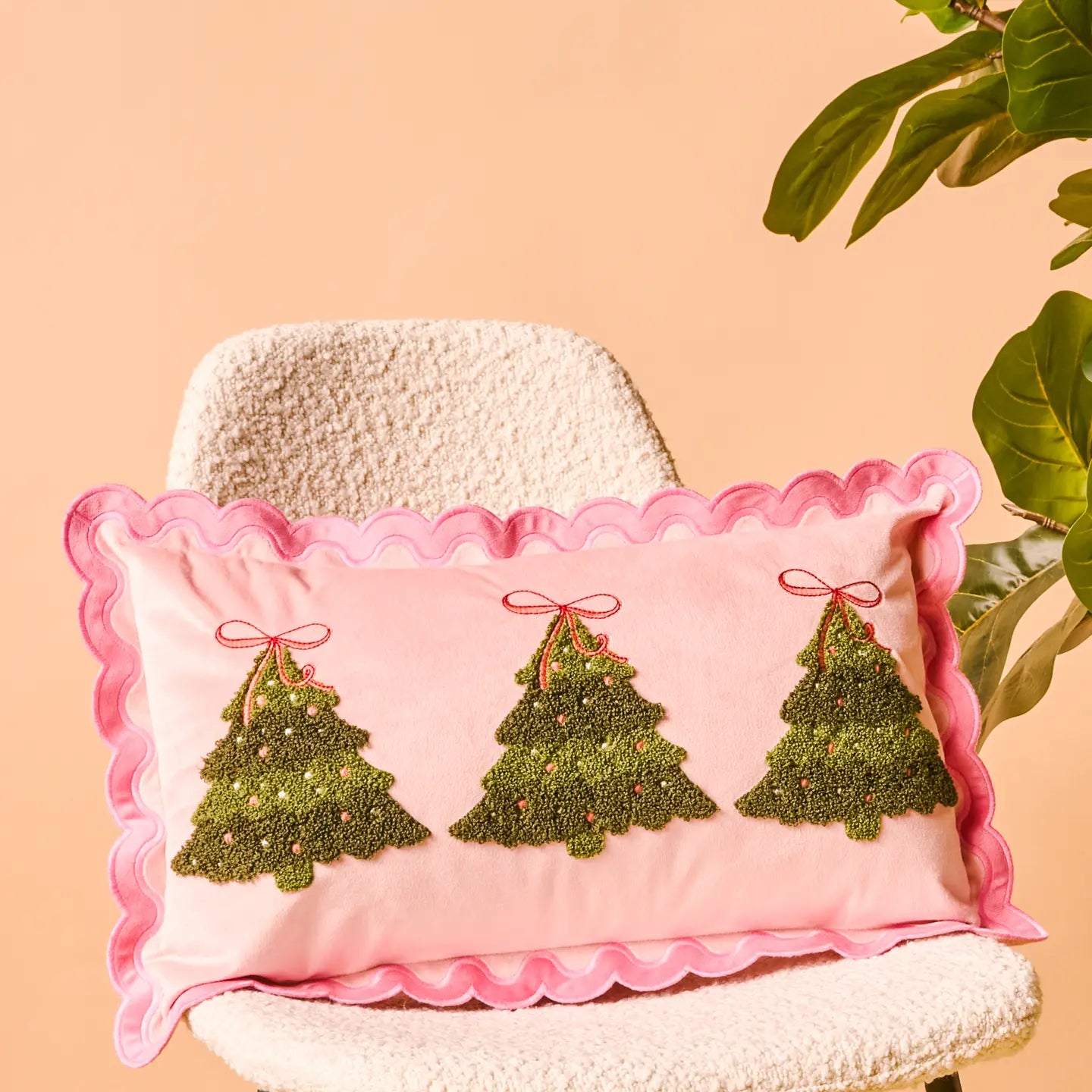 Scalloped Twinkling Trees Pillow