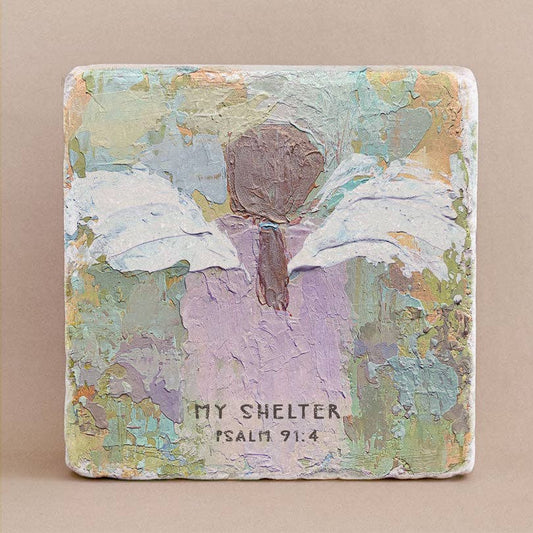 Art Scripture Stone Psalm 91:4