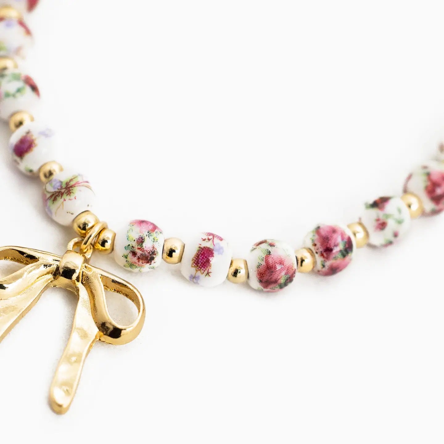 Ceramic Bead & Bow Necklace