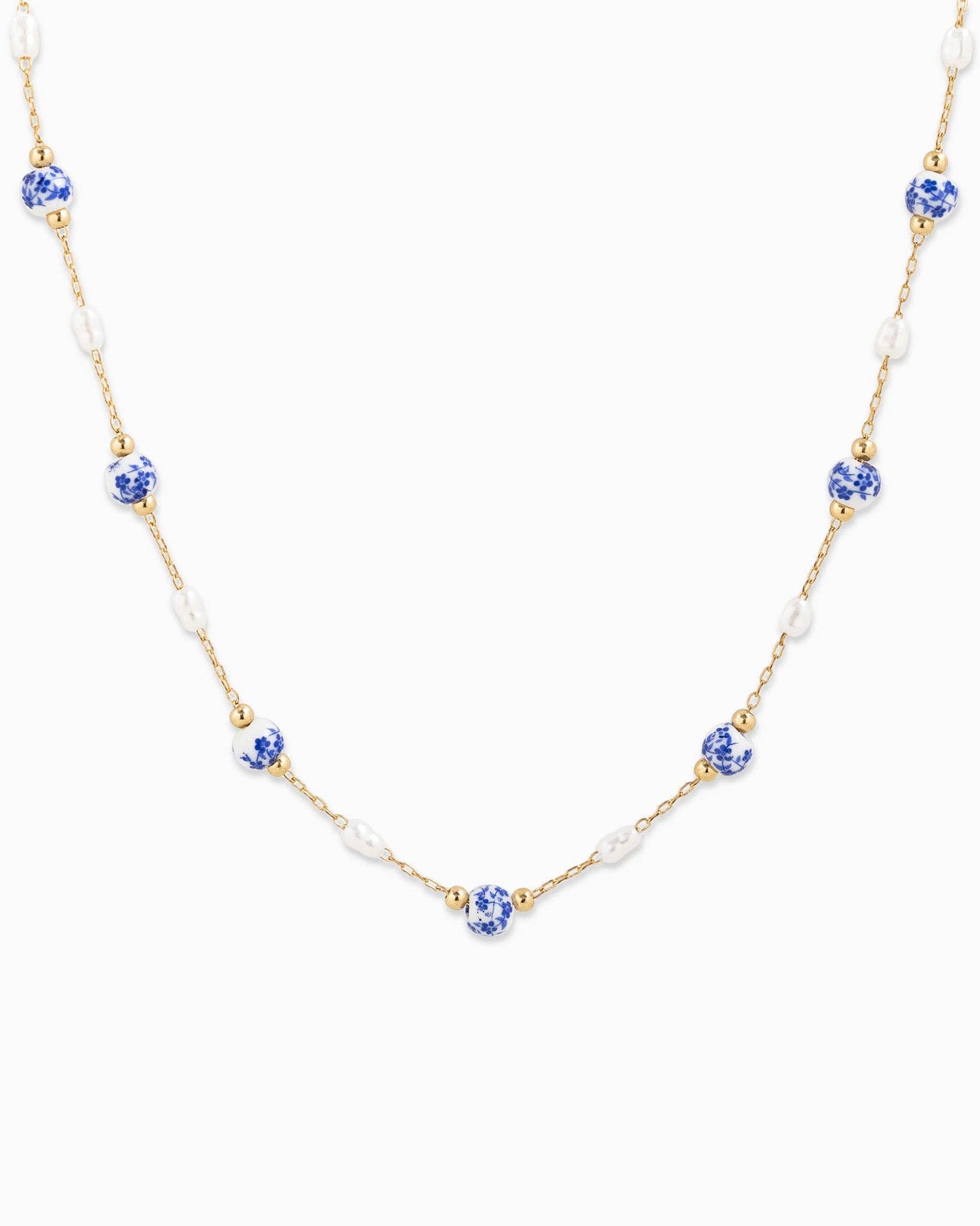 Ceramic Bead and Pearl Necklace
