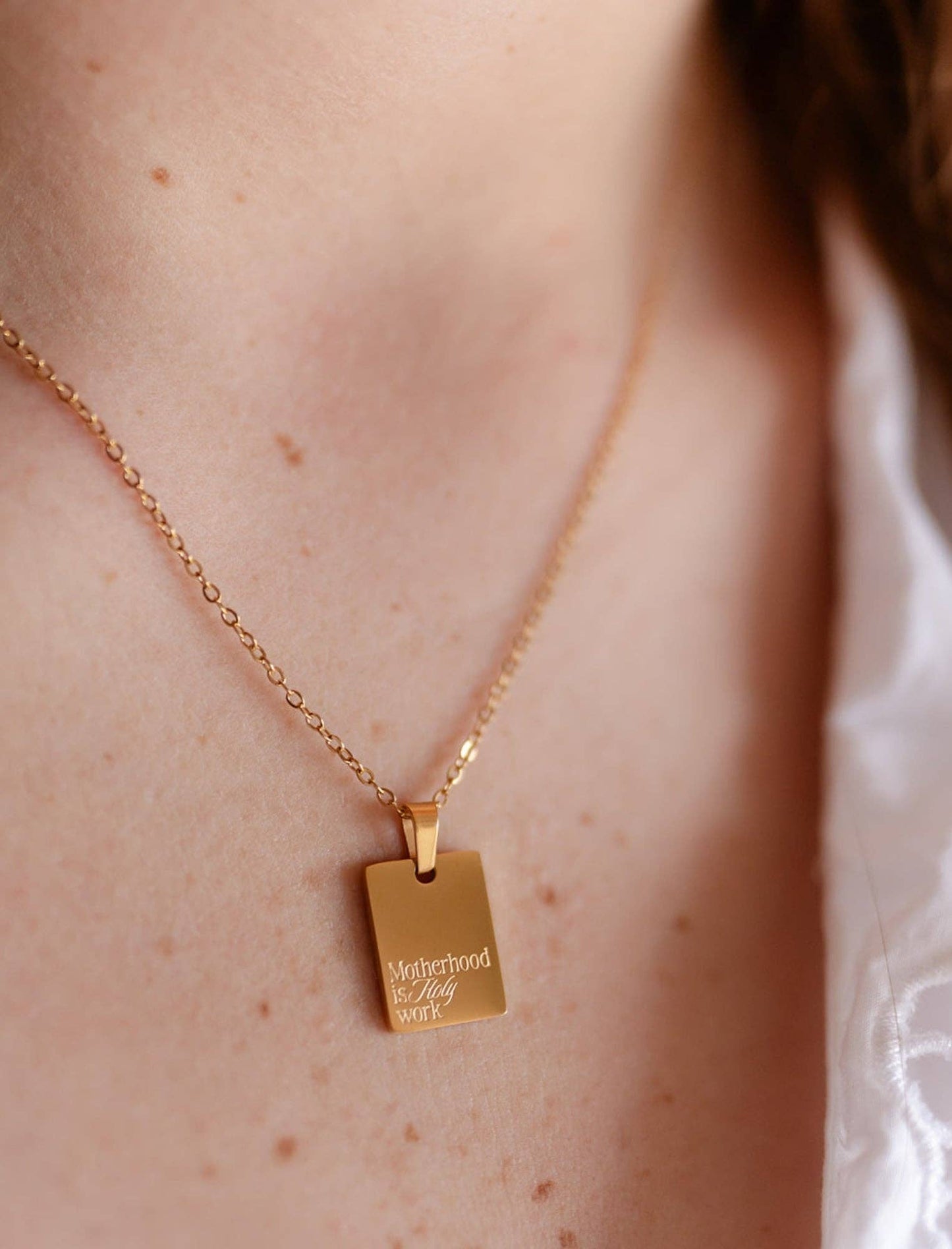 Motherhood is Holy Work Necklace