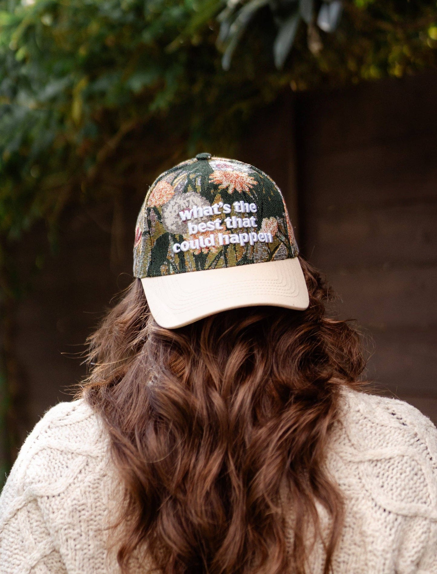 Floral "Best That Can Happen" Embroidered Hat