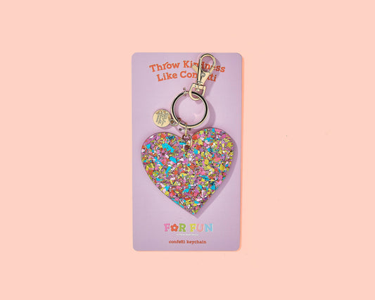Colorful Confetti Heart Keychain