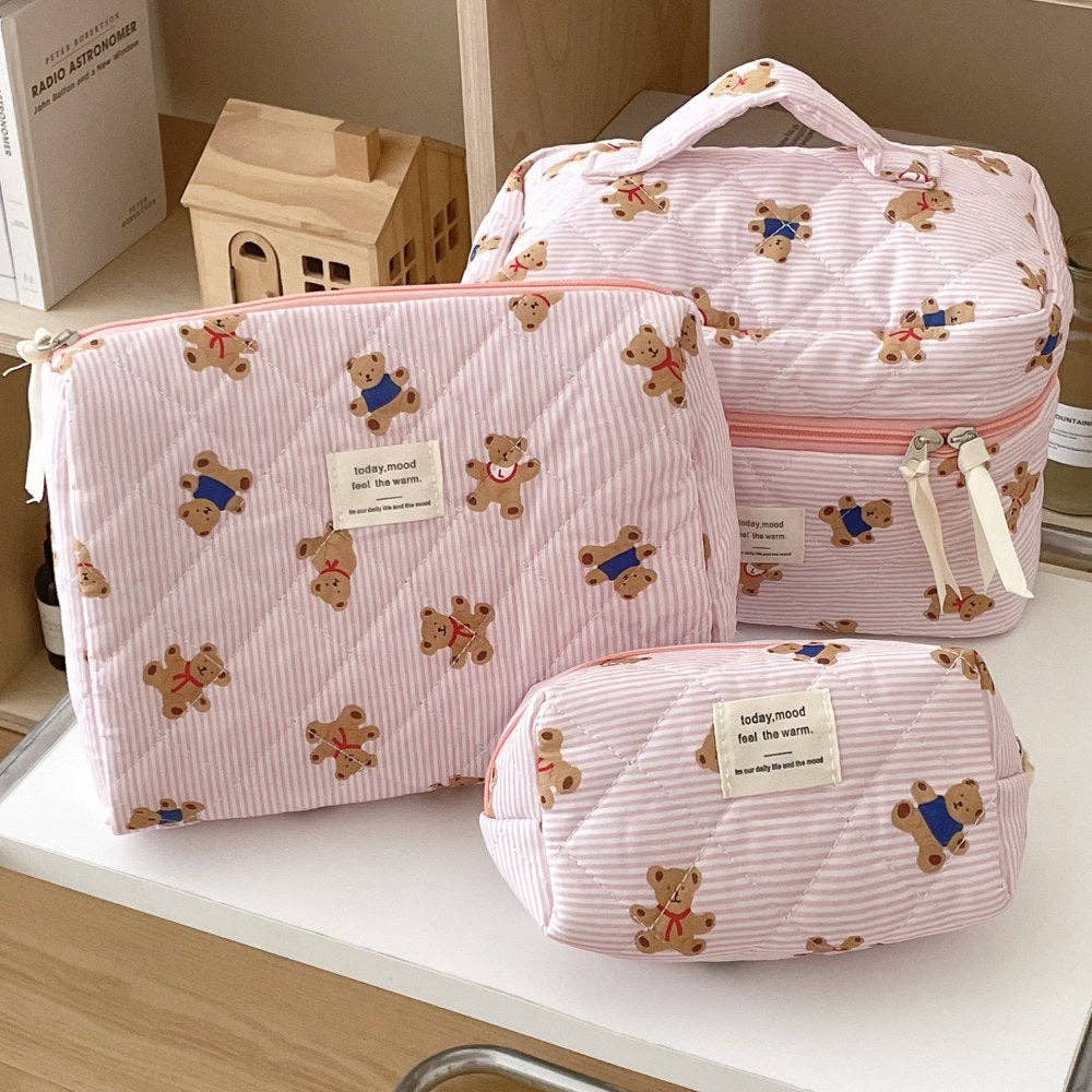 Striped Bear Make Up Bag