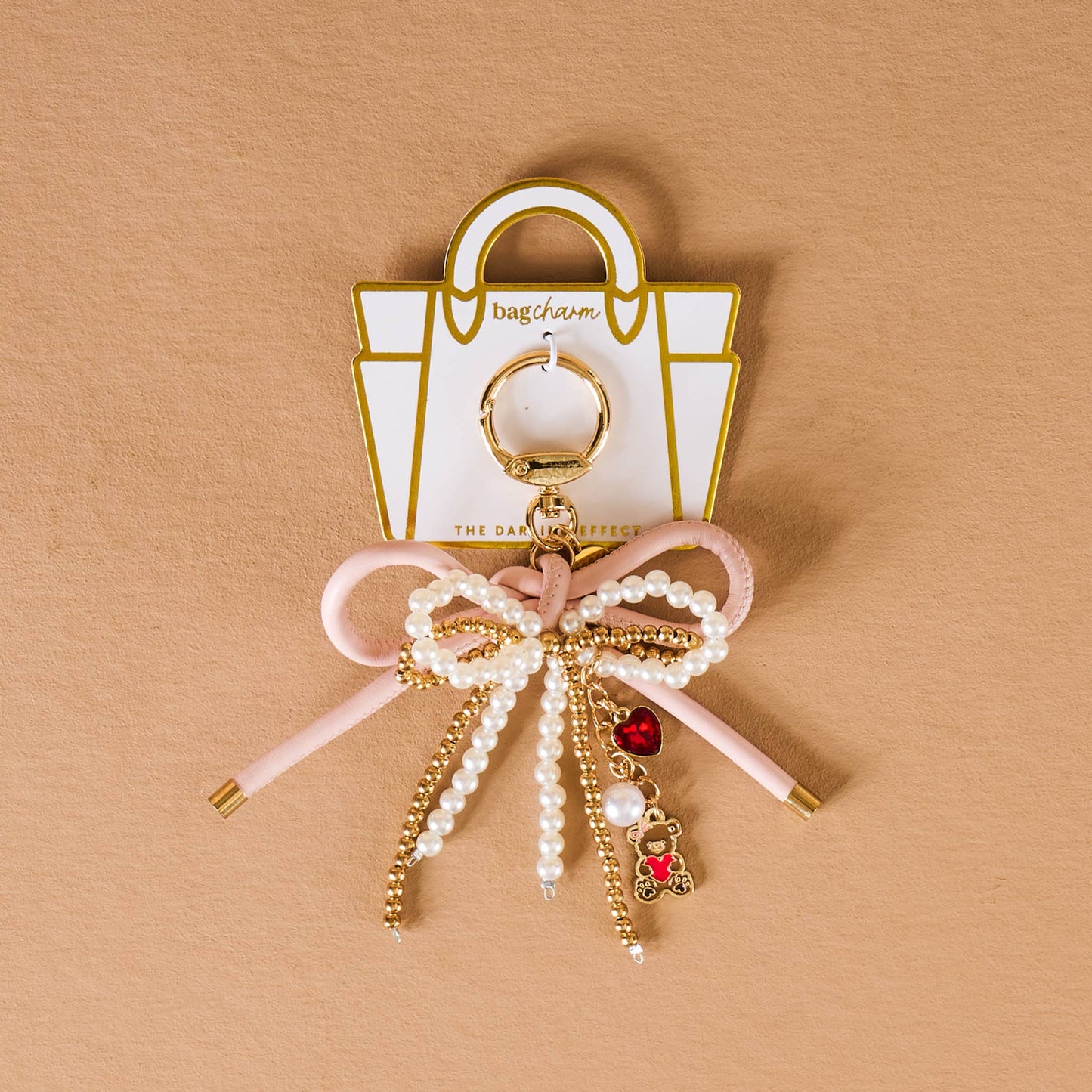 Layered Blushing Bow Bag Charm