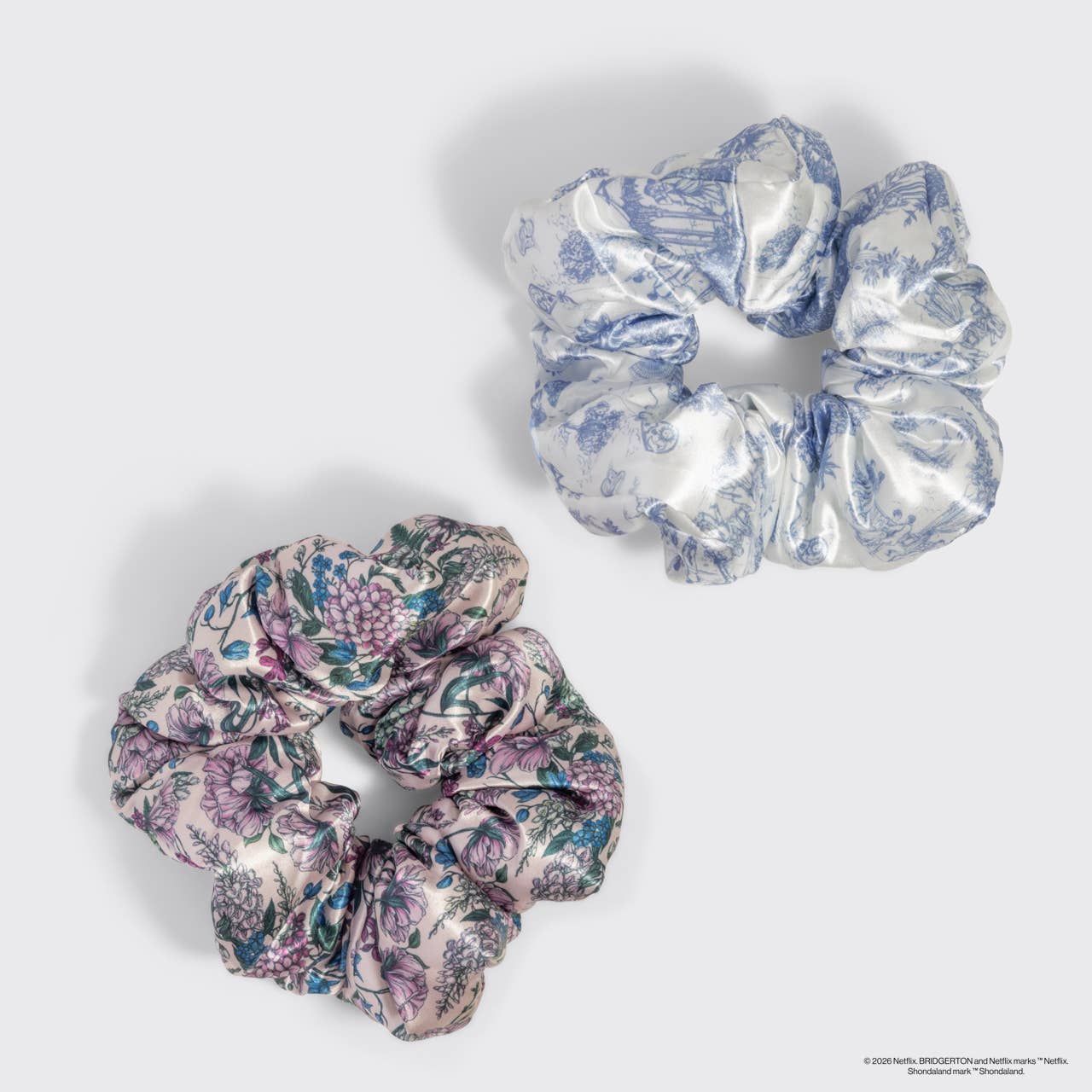 Bridgerton x Kitsch Satin Pillow Scrunchies® in Toile in Bloom