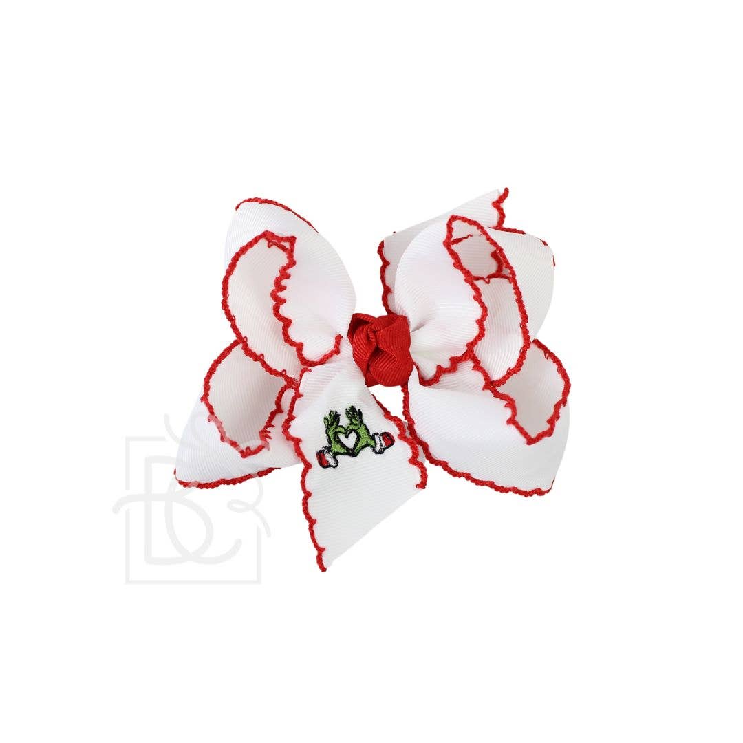 Grinch Heart Hair Bow
