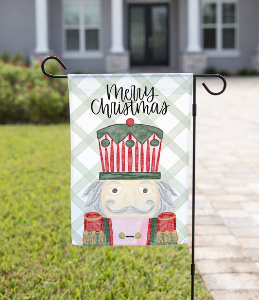 Pink Nutcracker Christmas Garden Flag