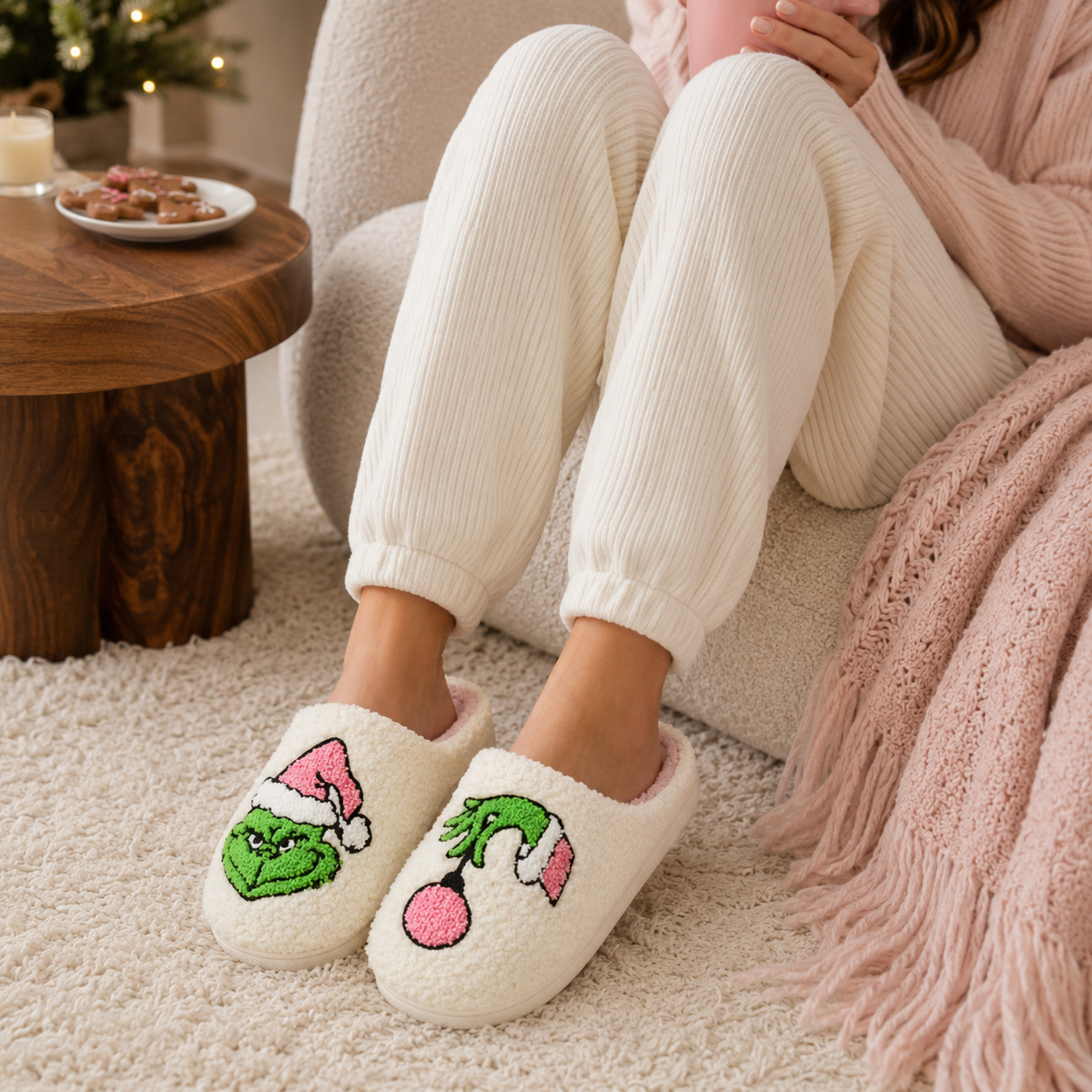 Green Monster Christmas Slippers