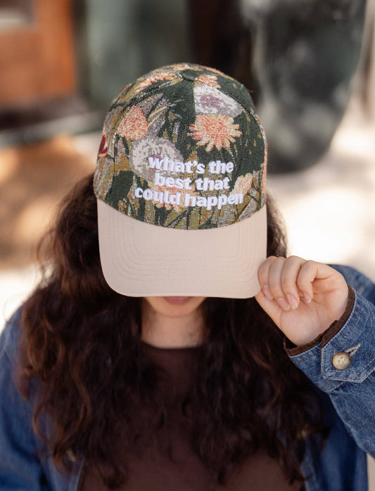 Floral "Best That Can Happen" Embroidered Hat