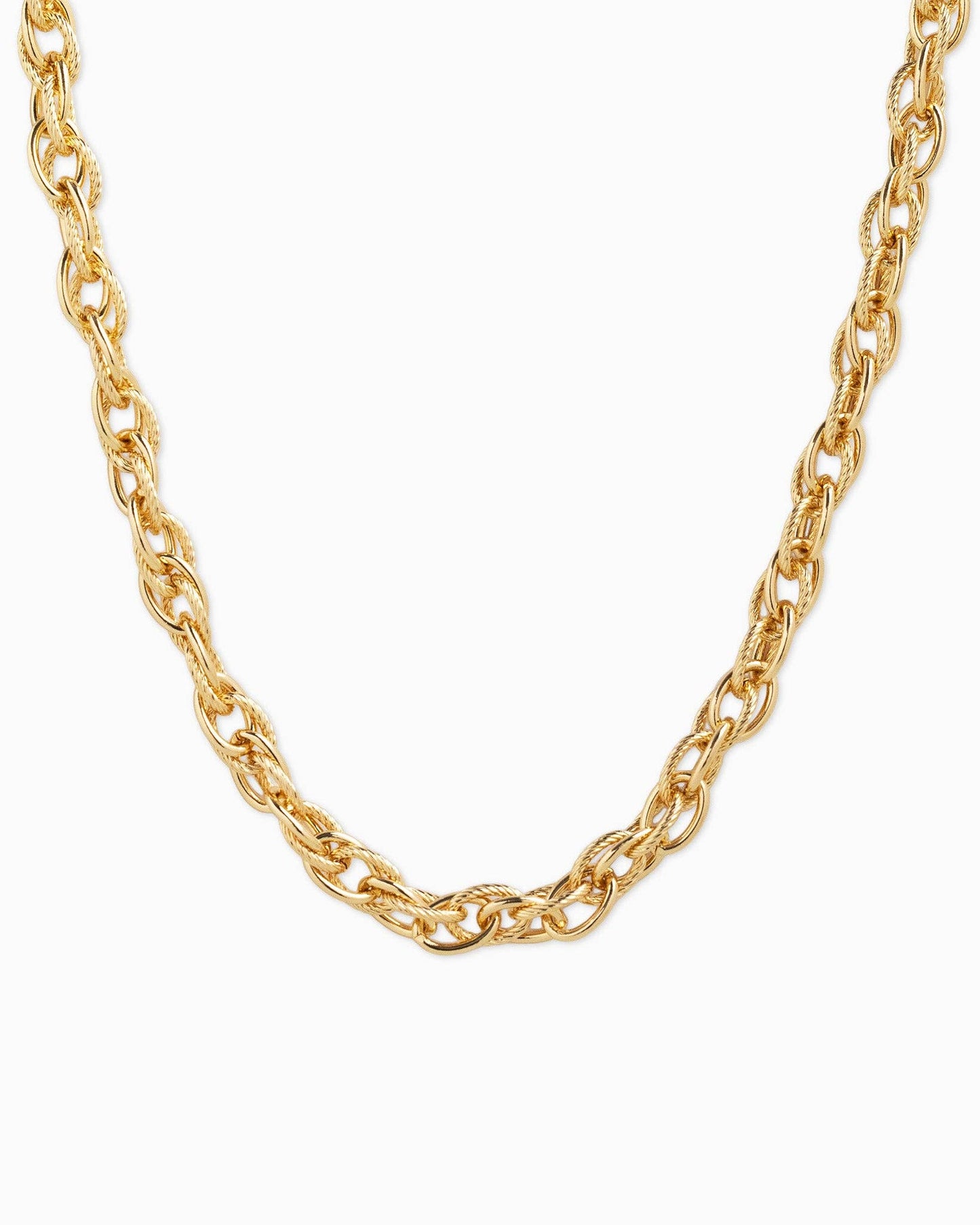 Multi Texture Oval Link Chain Necklace