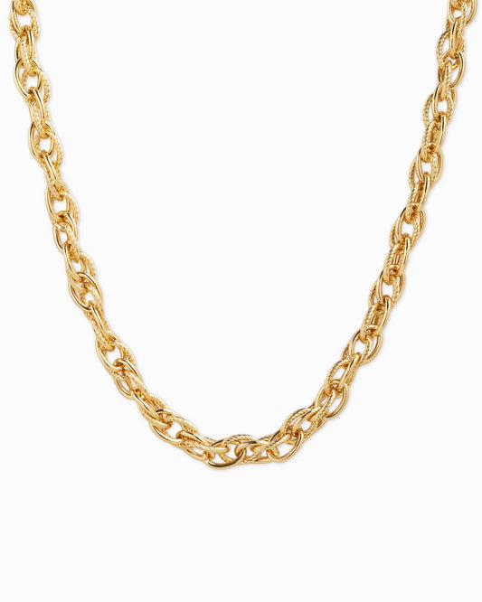 Multi Texture Oval Link Chain Necklace