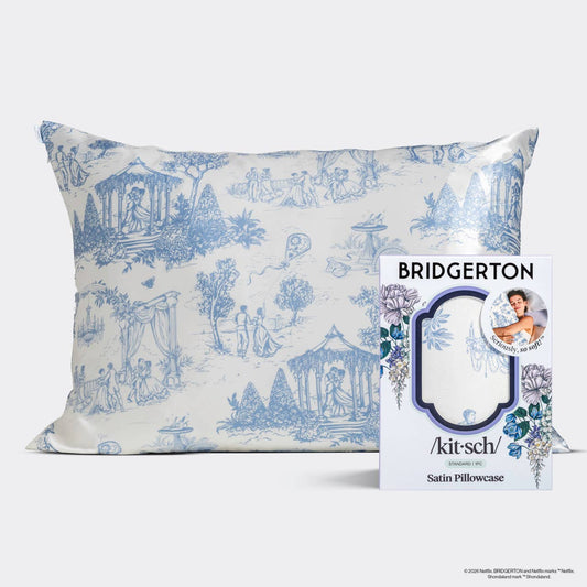 Bridgerton x Kitsch Satin Pillowcase in Garden Toile- Standard