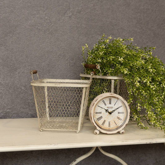 Rustic White Wire Basket