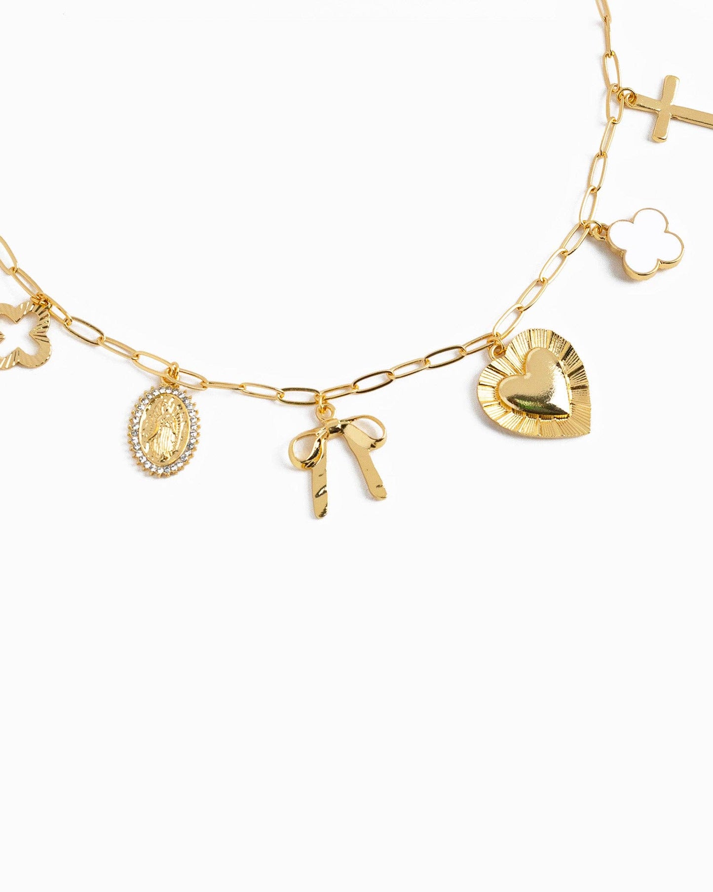 Multi Gold Chunky Charm Necklace