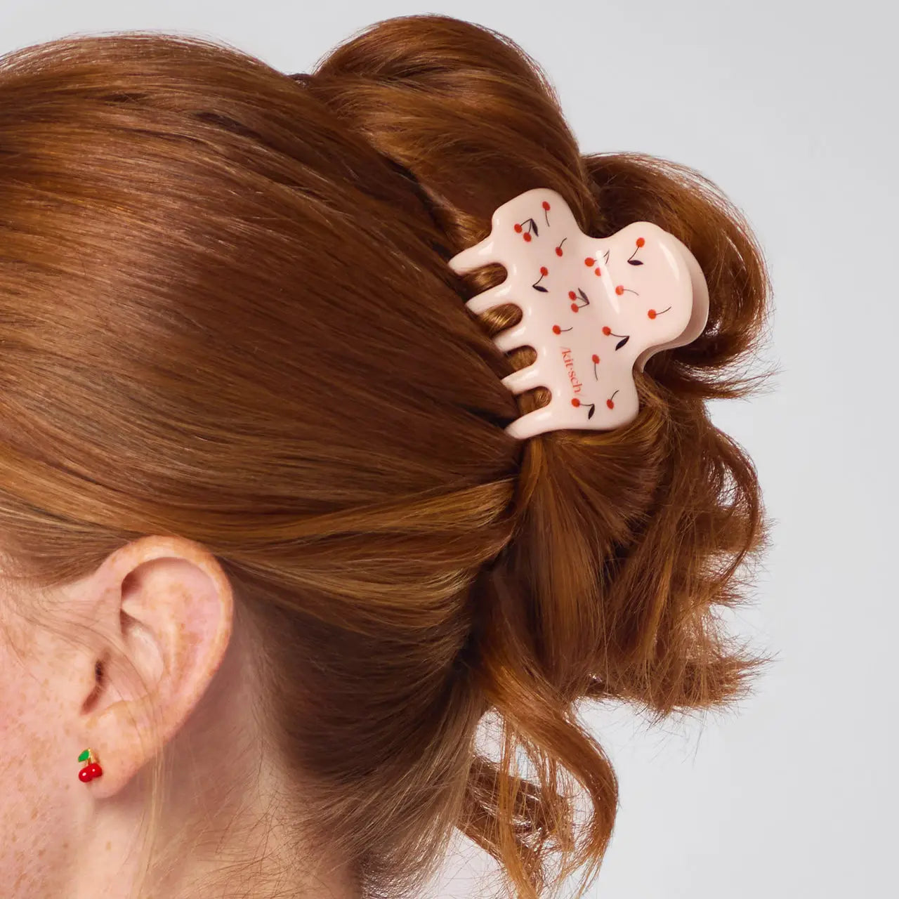 Cherry Print Plastic Medium Cloud Clip