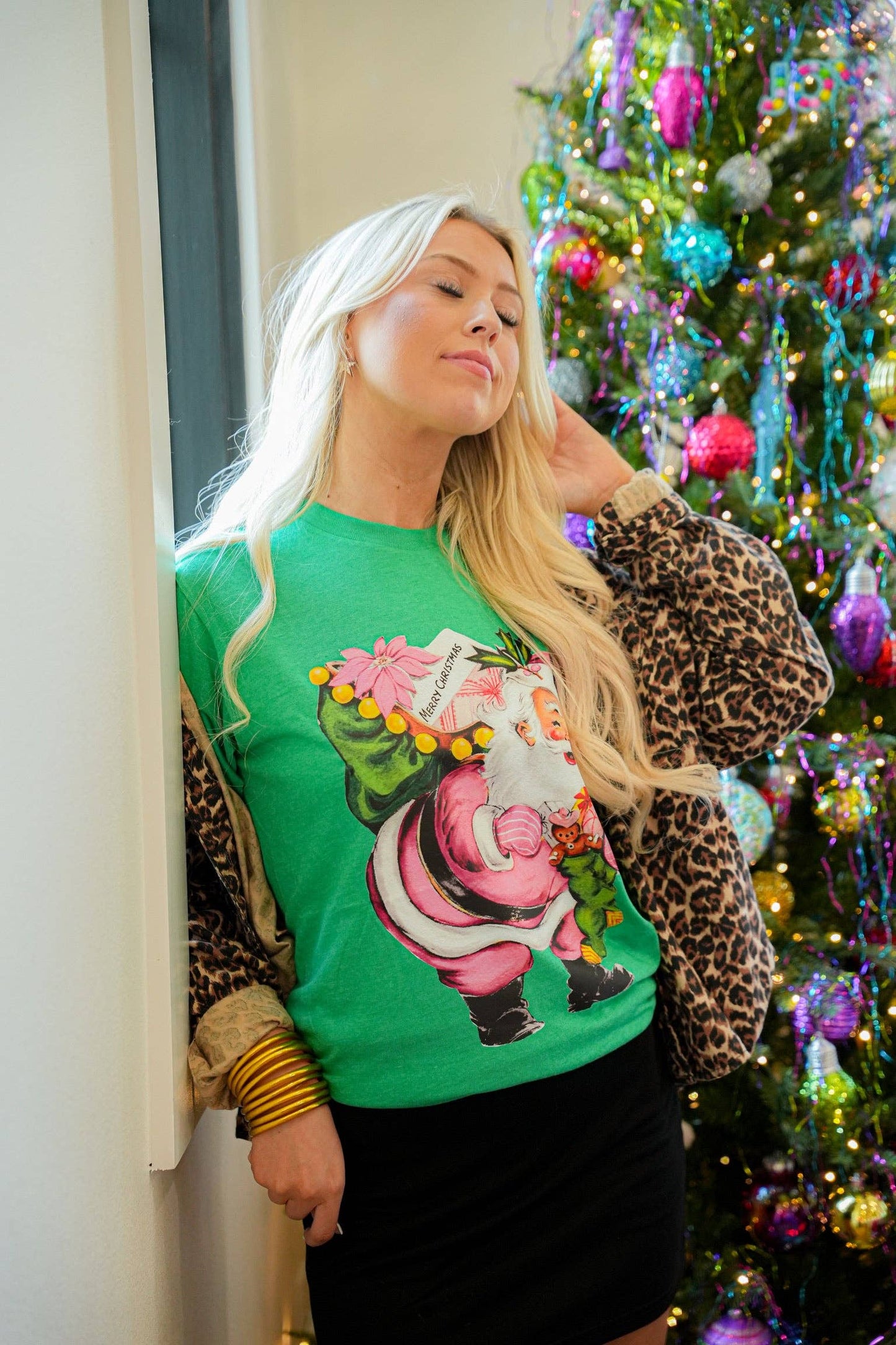 Green & Pink Santa Sweatshirt