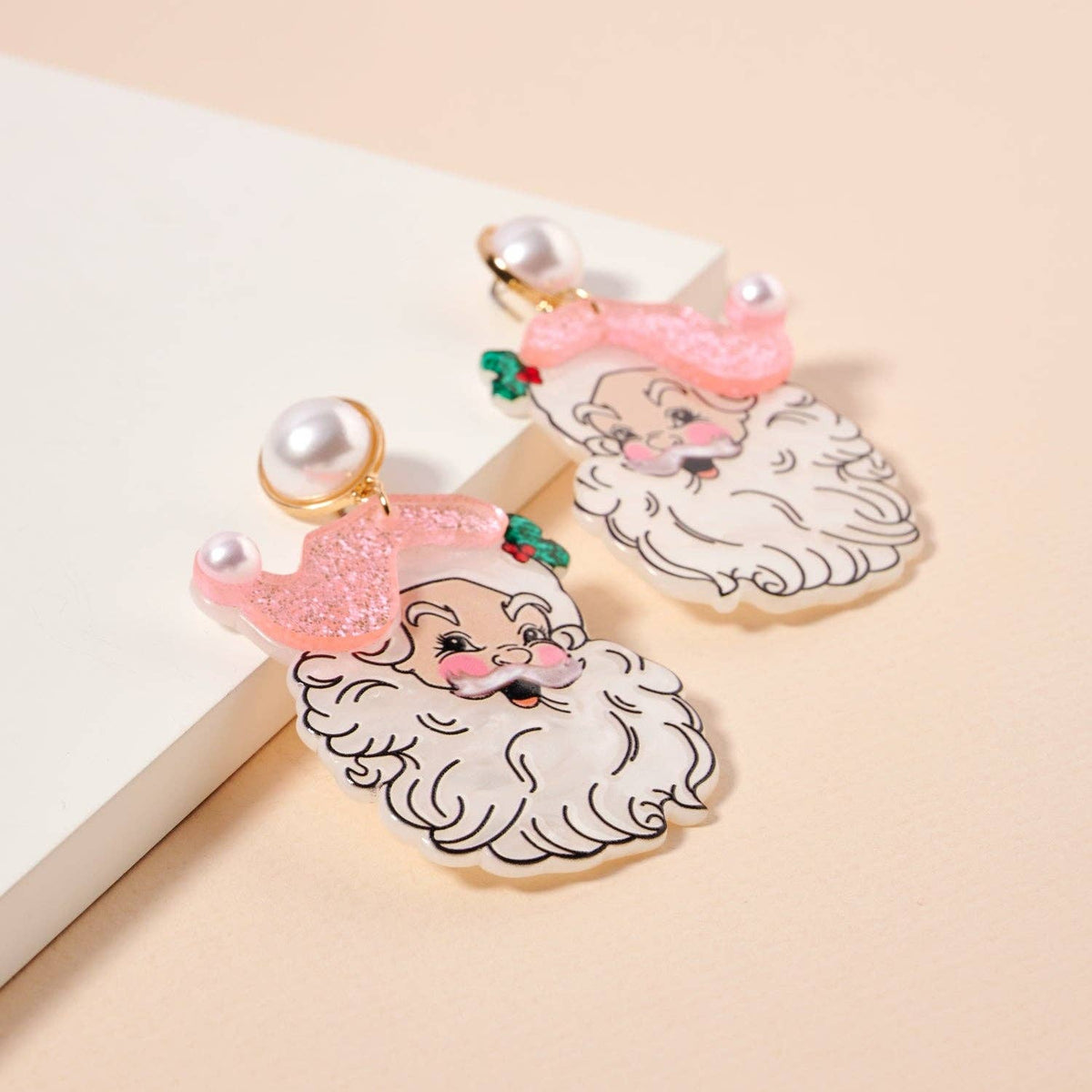 Pink Santa Face Earrings