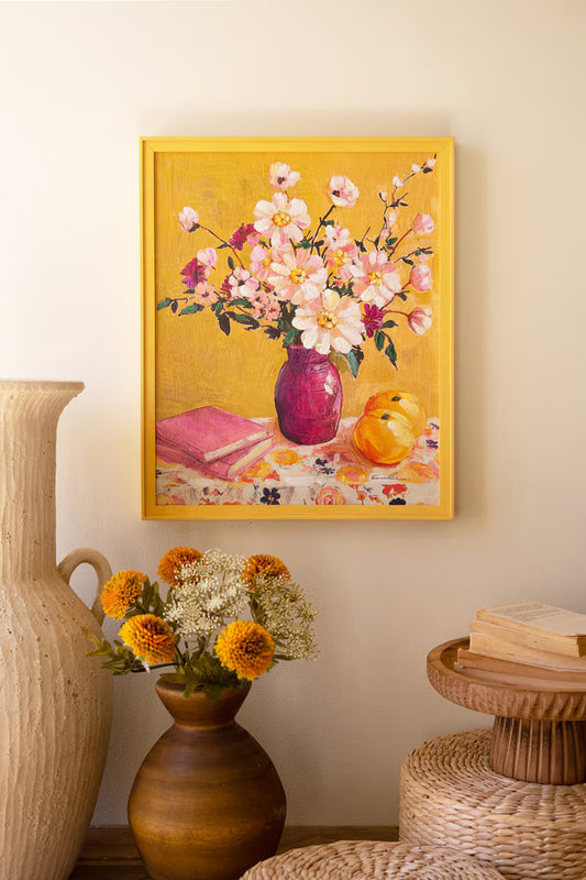 Yellow Framed Floral Painting