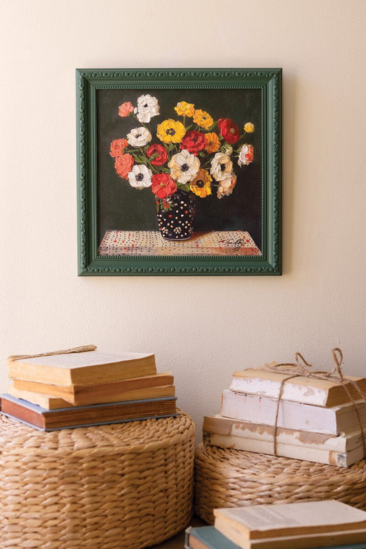 Green Framed Floral Painting