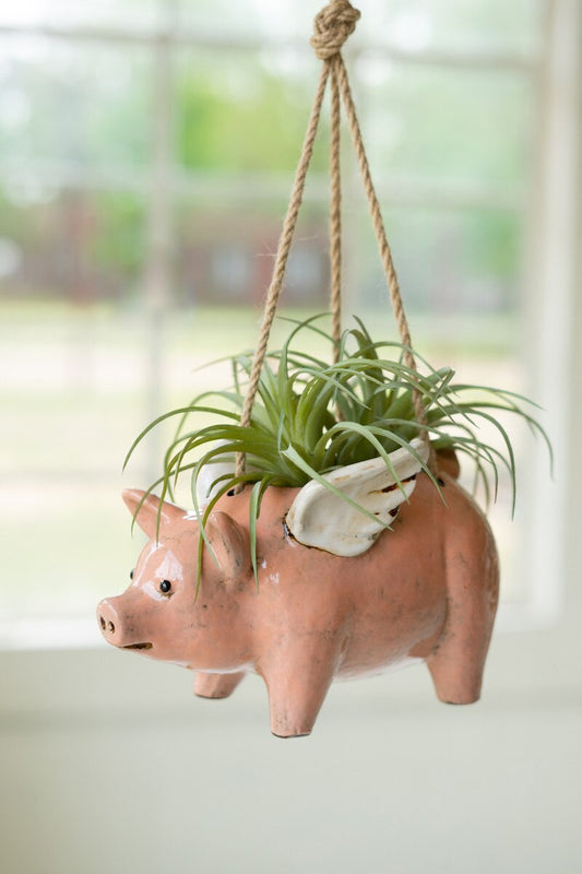 Flying Pig Hanging Ceramic Planter