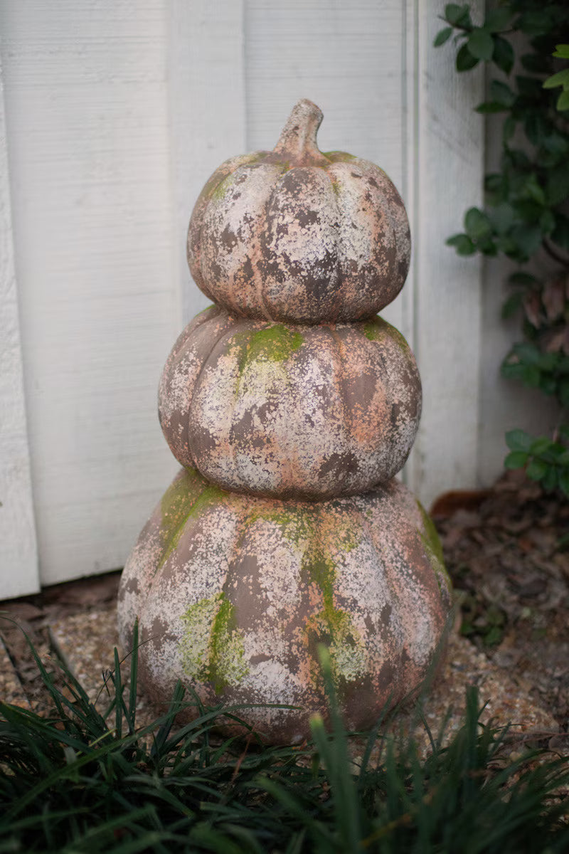 Stacked Faux-Concrete Pumpkins