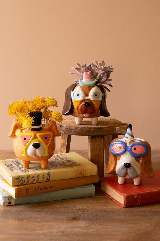 Ceramic Party Puppy Planters