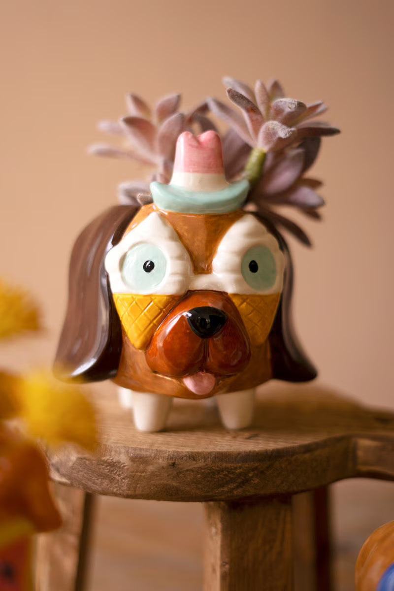 Ceramic Party Puppy Planters