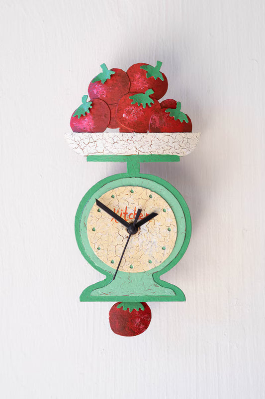Hand Painted Tomatoes On Scale Wall Clock