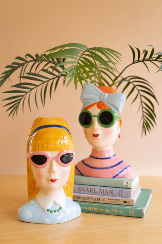 Ceramic Lady Vases with Sunglasses