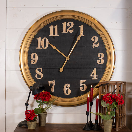 Gold Trimmed Black Wall Clock