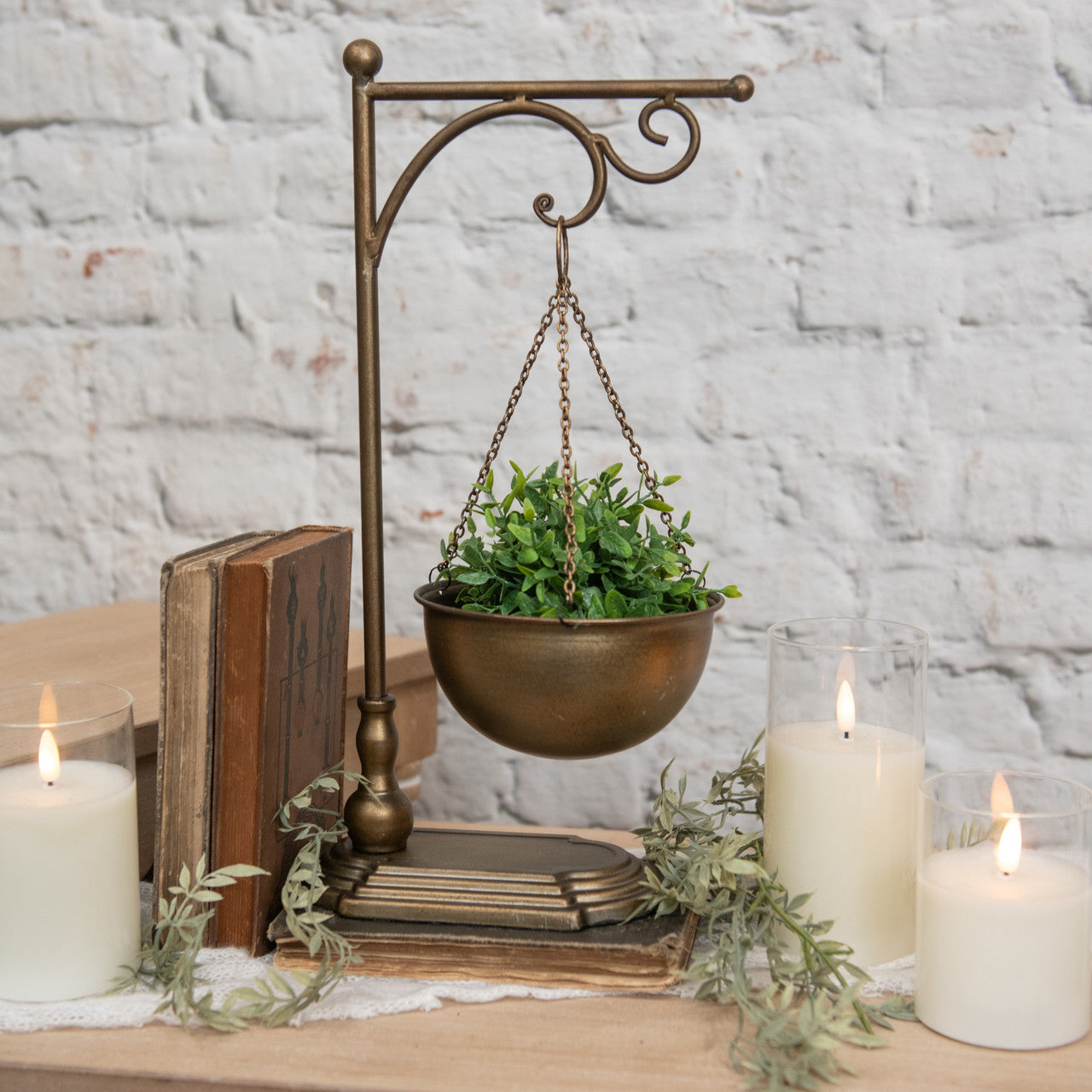 Gold Hanging Bowl + Stand