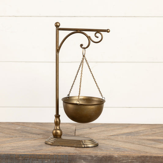 Gold Hanging Bowl + Stand