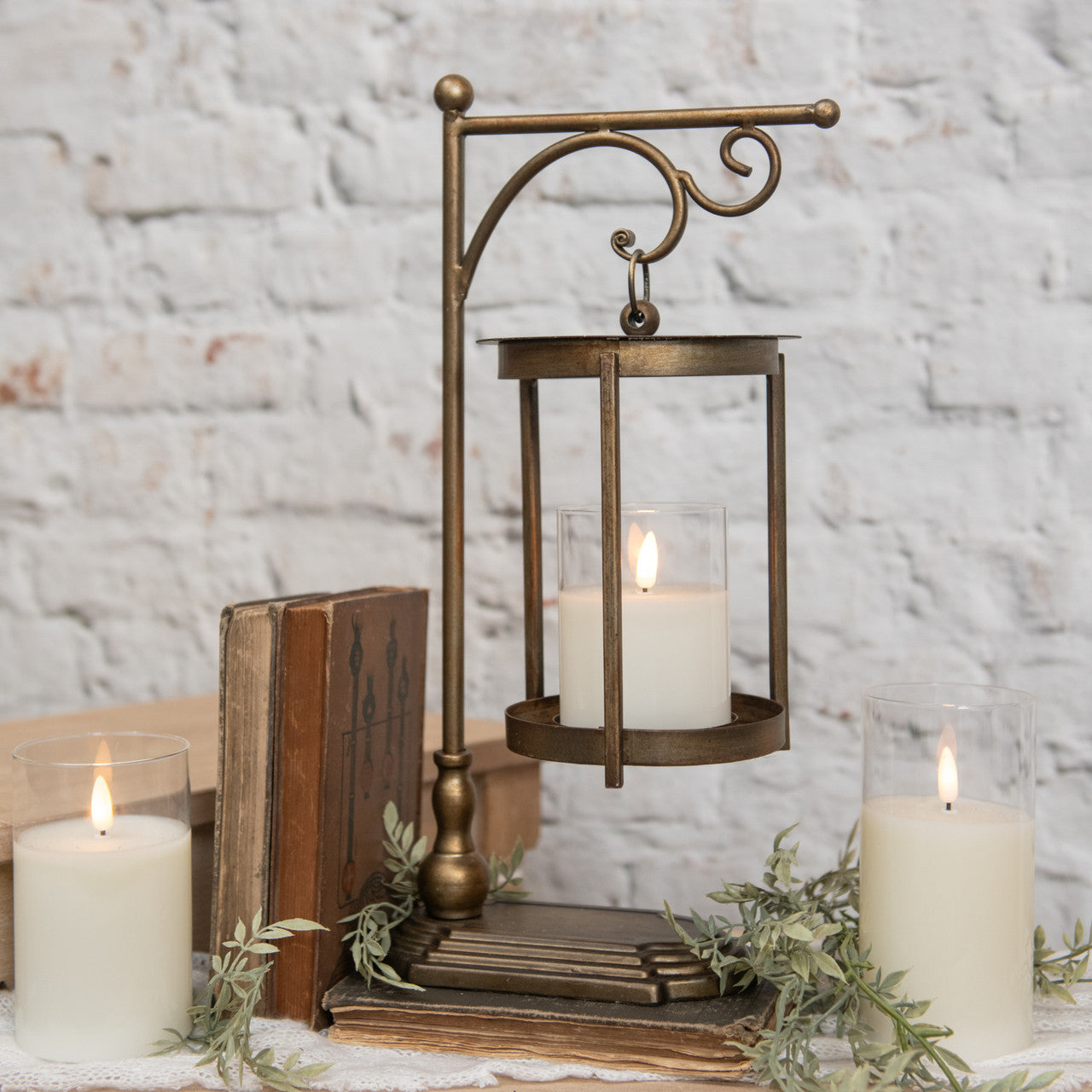 Gold Hanging Lantern + Stand