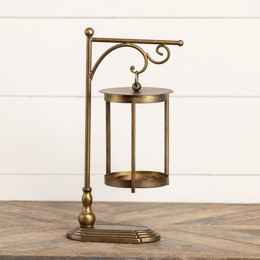 Gold Hanging Lantern + Stand