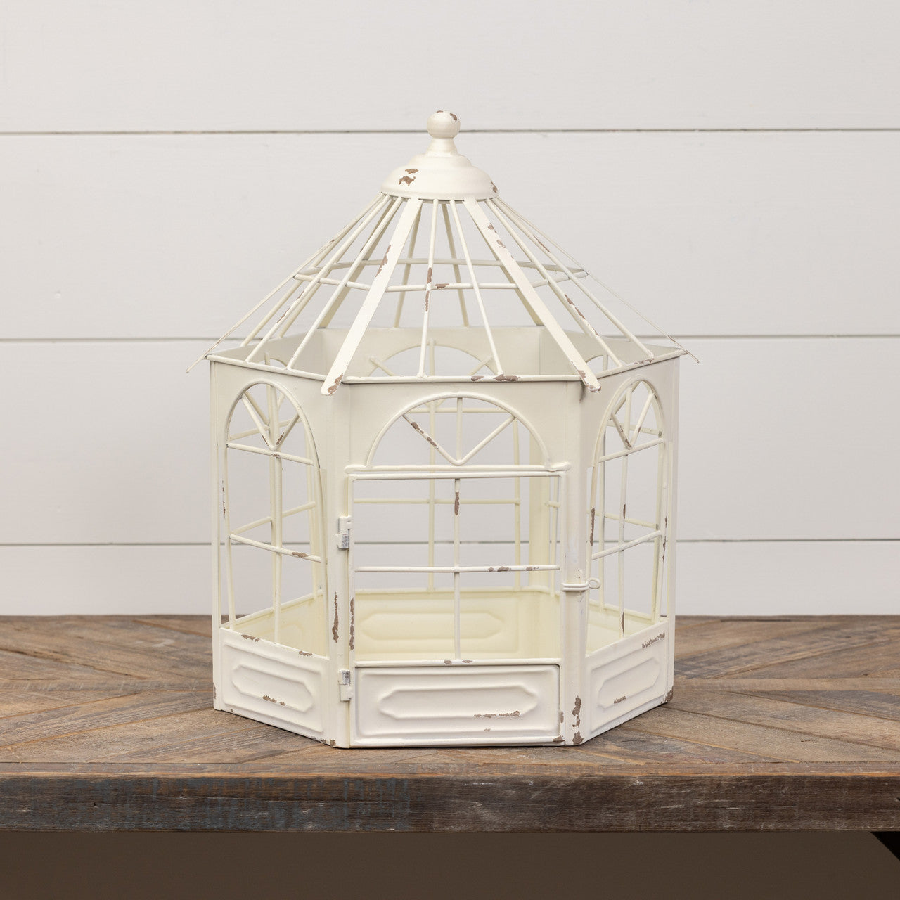 17.5" White Metal Lantern