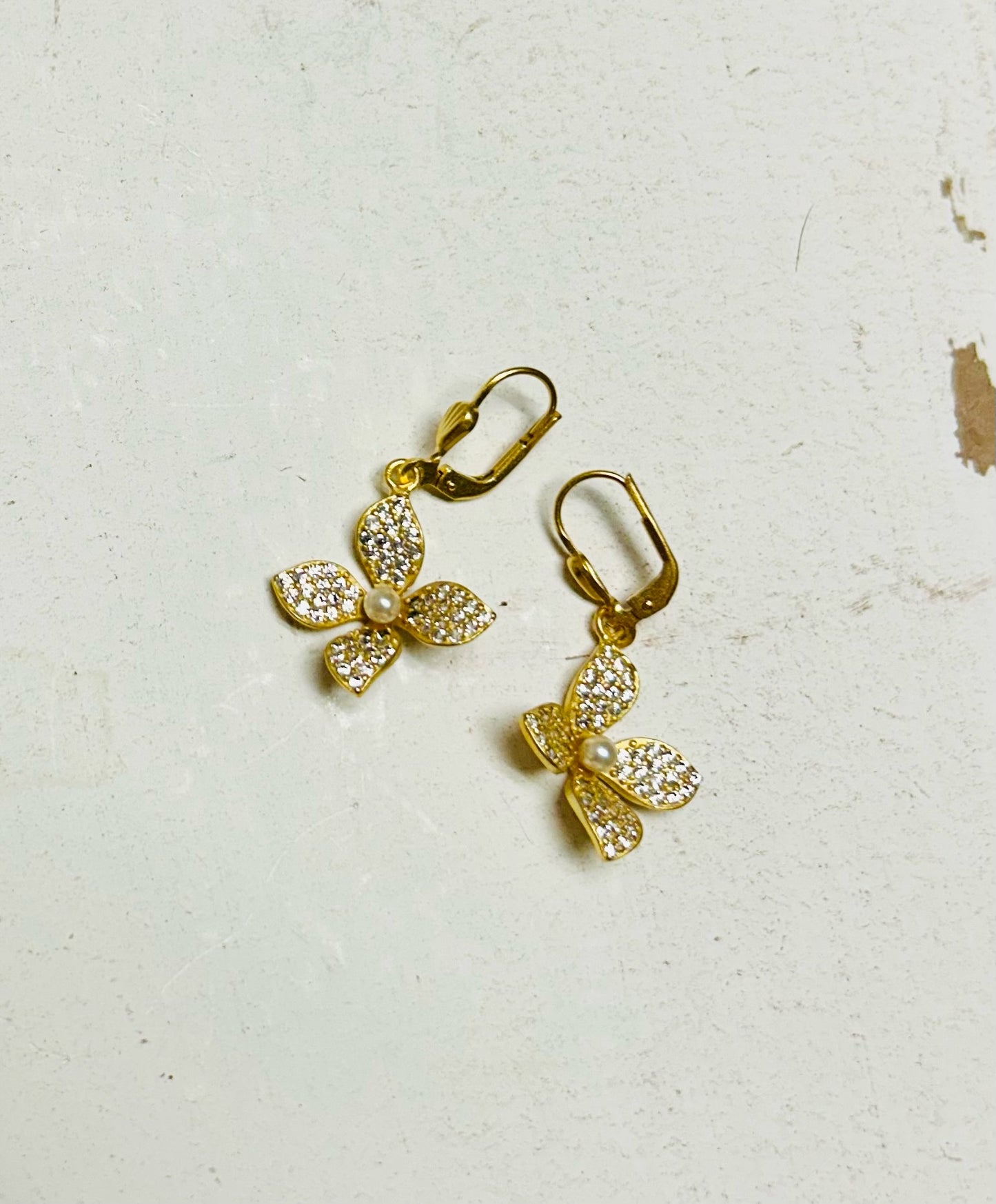 Rhinestone Flower Earrings