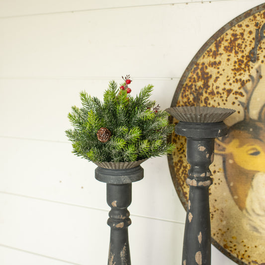 6.5" Frosted Spruce Cone & Berries Ball