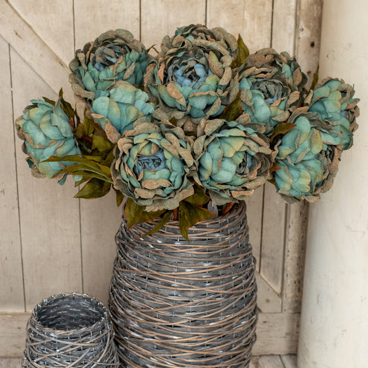 28.5" Dusty Teal Peony Stem