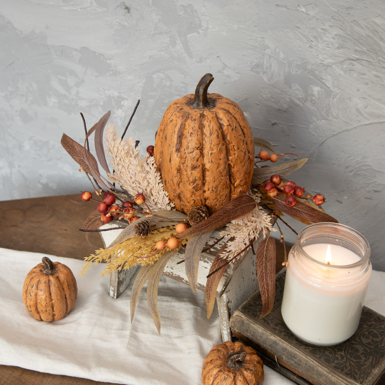 12" Wheat + Berry Candle Ring