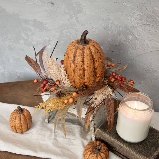 12" Wheat + Berry Candle Ring