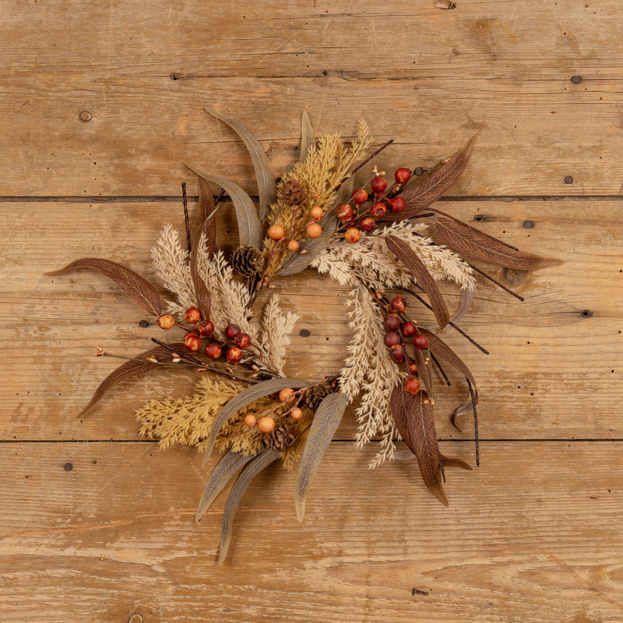 12" Wheat + Berry Candle Ring