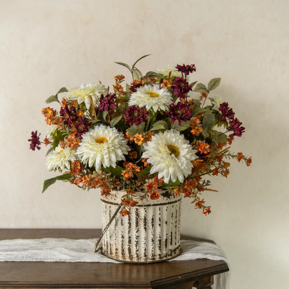 20" Orange Wild Flower & Grass Bush