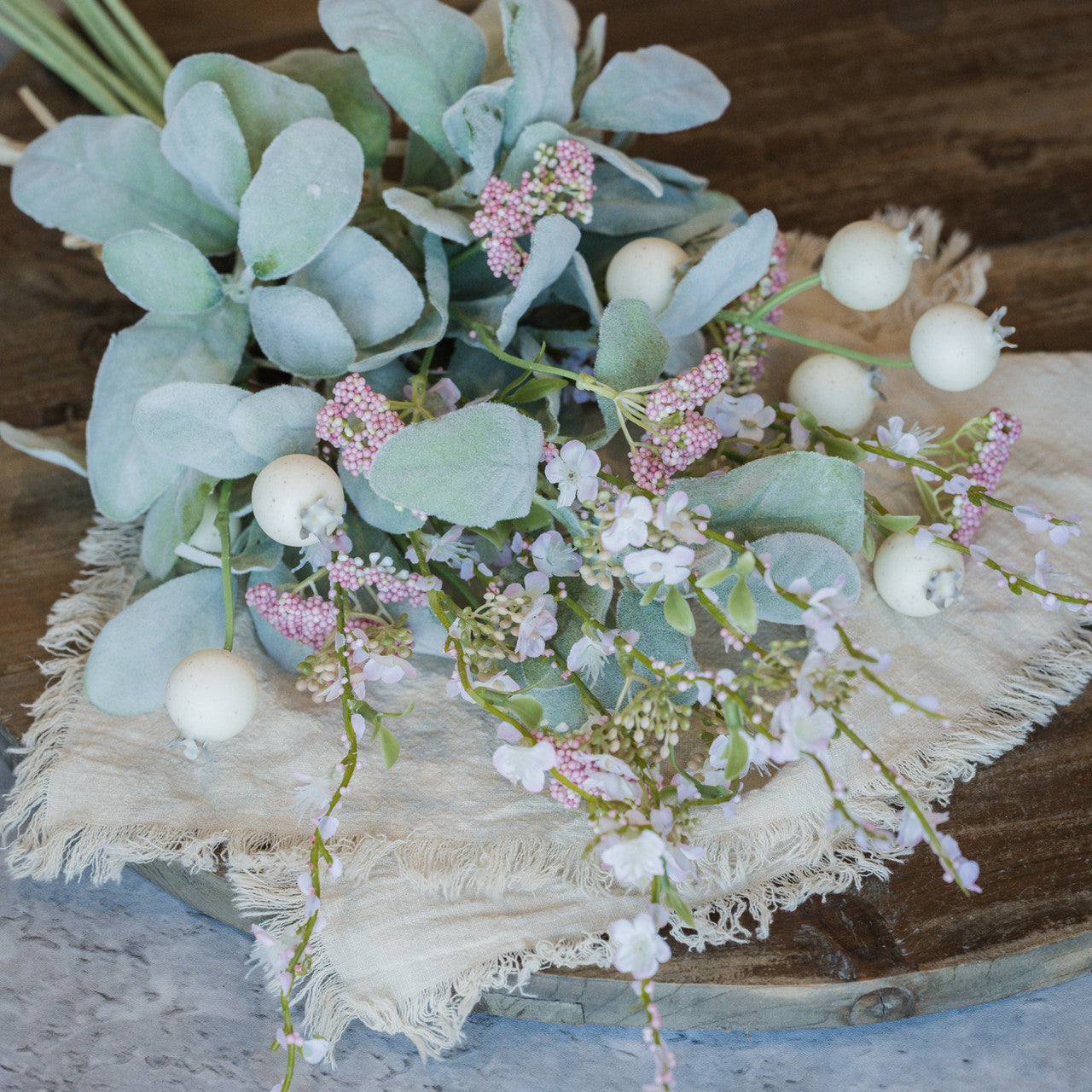22" Pink Berry & Lamb's Ear Bundle