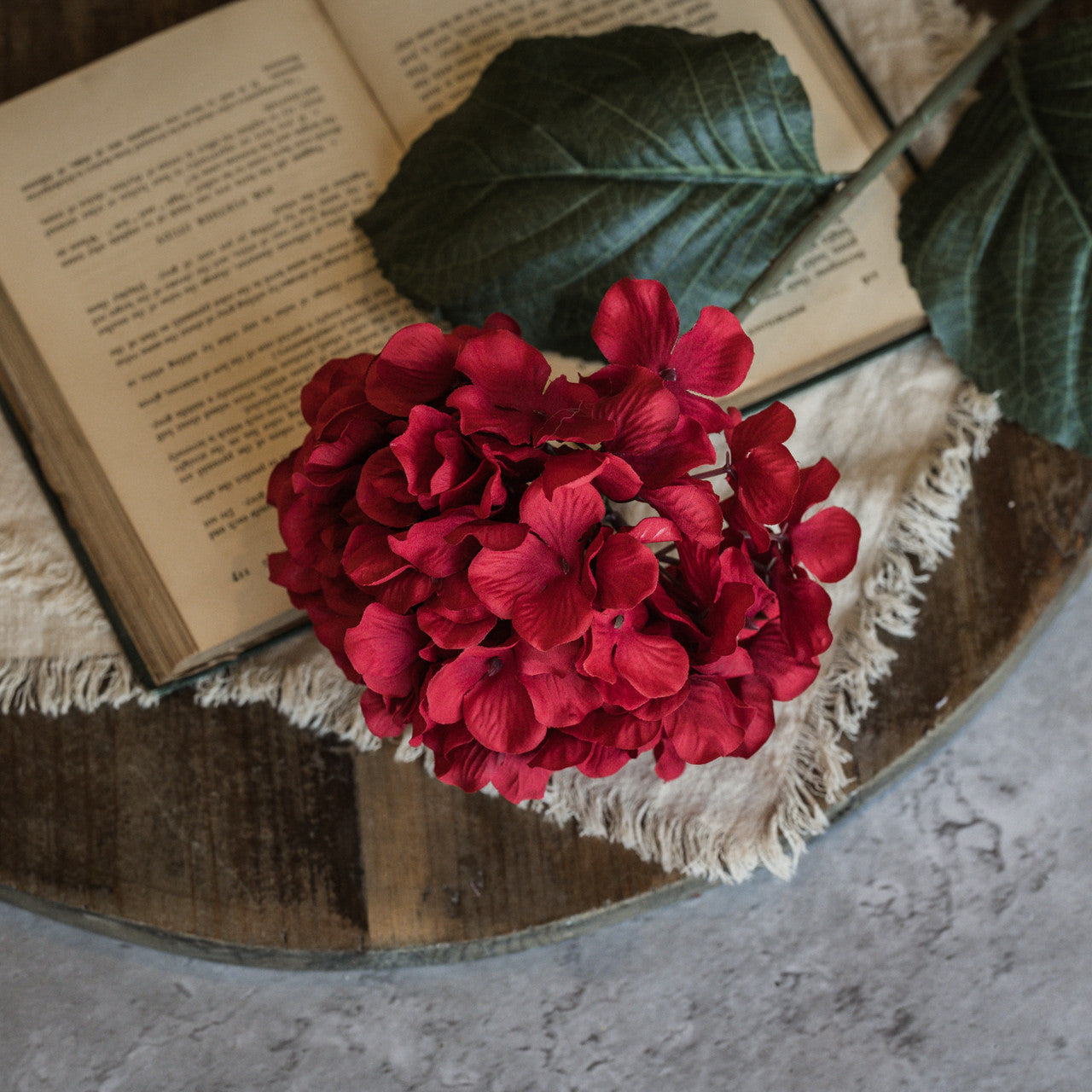 28" Red Hydrangea Stem