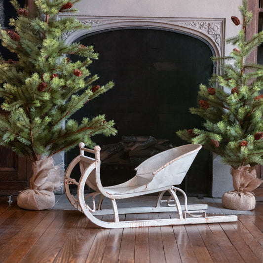 31.5" Distressed Metal Sleigh