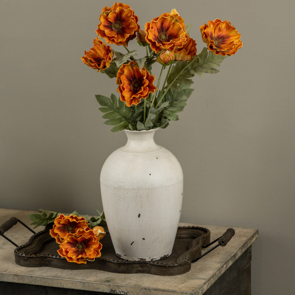 27" Dark Orange Poppy Spray